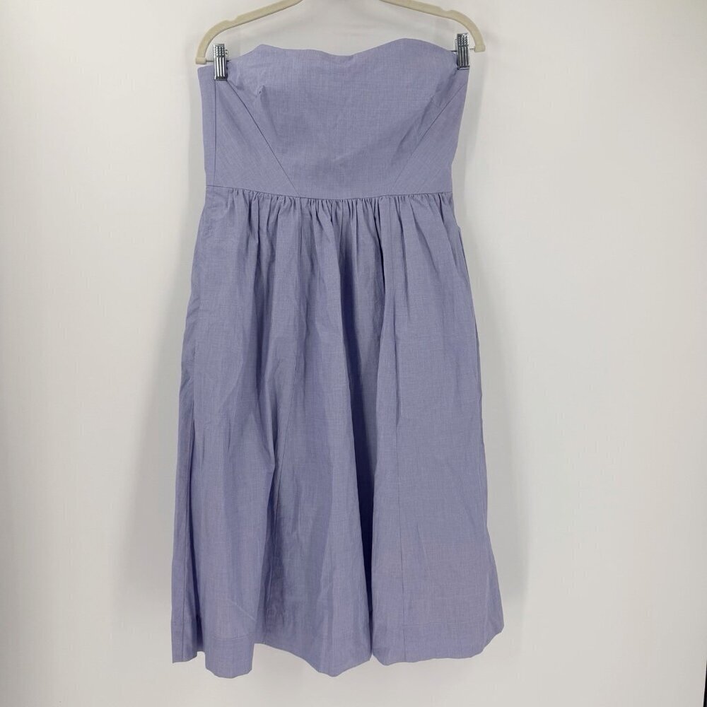 NWT J. Crew Oxford Blue Cotton Dress 6 Strapless Derby Preppy Wedding Guest